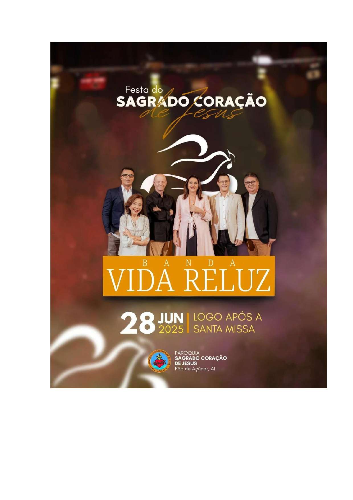 Banda Vida Reluz encerará os festejos da Festa do Padroeiro do Sagrado Coração de Jesus
